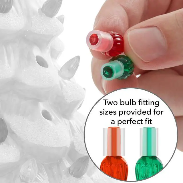 Alt view image 6 of 6 - Casafield Hand Painted Ceramic Christmas Tree, Pink Snow Flocked 15-Inch Pre-Lit Tree with 128 Multi Color Lights and 2 Star Toppers