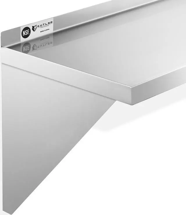Alt view image 3 of 6 - KUTLER Stainless Steel Shelf - 12" x 24", NSF Commercial Wall Mount Shelves with Backsplash, Floating Metal Shelving for Restaurant, Kitchen, Home
