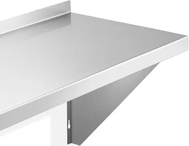 Alt view image 4 of 6 - KUTLER Stainless Steel Shelf - 12" x 24", NSF Commercial Wall Mount Shelves with Backsplash, Floating Metal Shelving for Restaurant, Kitchen, Home