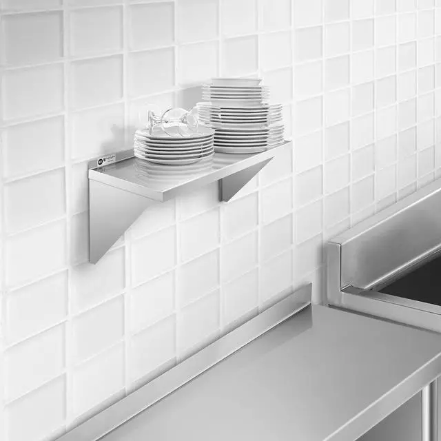 Alt view image 6 of 6 - KUTLER Stainless Steel Shelf - 12" x 24", NSF Commercial Wall Mount Shelves with Backsplash, Floating Metal Shelving for Restaurant, Kitchen, Home