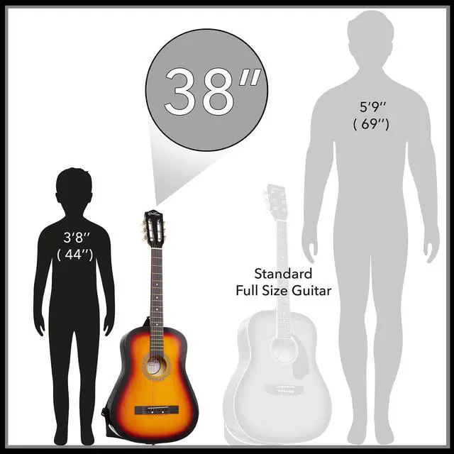 Alt view image 4 of 6 - Ashthorpe 38-inch Beginner Acoustic Guitar Package (Sunburst), Basic Starter Kit w/ Gig Bag, Strings, Strap, Tuner, Pitch Pipe, Picks