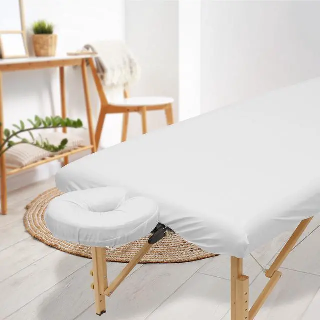 Alt view image 6 of 6 - Saloniture 2-Piece Waterproof Massage Table Sheet Set - Includes Machine Washable Fitted Sheet and Face Cradle Cover - White