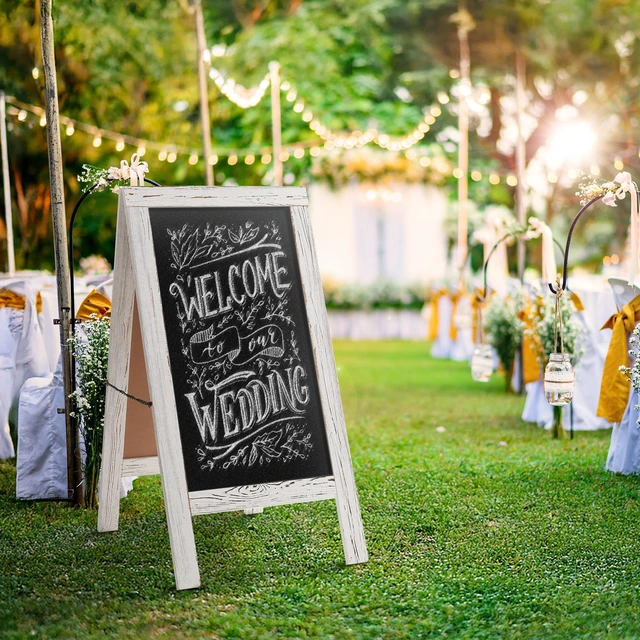 Alt view image 2 of 6 - Casafield A-Frame Chalkboard Sign, 40 x 20 Whitewash Wooden Double-Sided Magnetic Easel Menu Board for Restaurants, Cafes, Sidewalks, Weddings