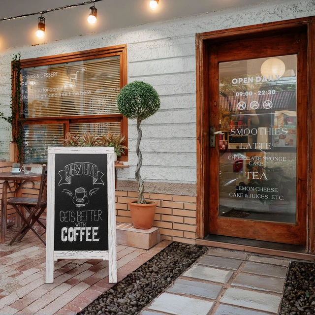 Alt view image 6 of 6 - Casafield A-Frame Chalkboard Sign, 40 x 20 Whitewash Wooden Double-Sided Magnetic Easel Menu Board for Restaurants, Cafes, Sidewalks, Weddings