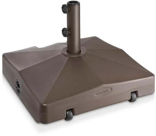 Main image of Casafield Patio Umbrella Base, 64lb Capacity, Fillable Heavy Duty Rolling Stand with Handle for Outdoor, Patio, Lawn, Deck, Poolside - Brown