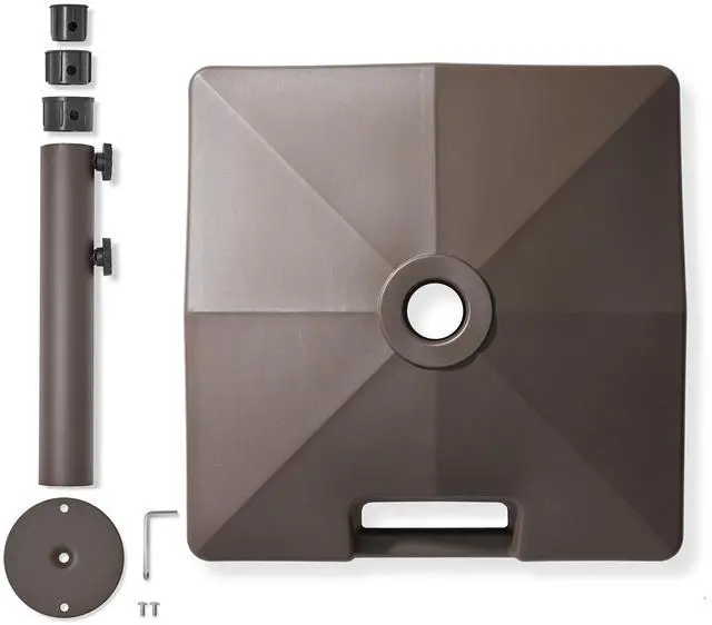 Alt view image 6 of 6 - Casafield Patio Umbrella Base, 64lb Capacity, Fillable Heavy Duty Rolling Stand with Handle for Outdoor, Patio, Lawn, Deck, Poolside - Brown