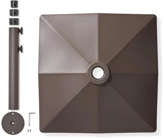 Alt view image 6 of 6 - Casafield Patio Umbrella Base, 131lb Capacity, Fillable Heavy Duty Rolling Stand for Outdoor, Patio, Lawn, Deck, Poolside  - Brown