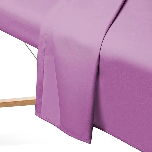 Alt view image 4 of 6 - Saloniture 3-Piece Flannel Massage Table Sheet Set - Soft Cotton Facial Bed Cover - Includes Flat and Fitted Sheets with Face Cradle Cover - Lavender Purple