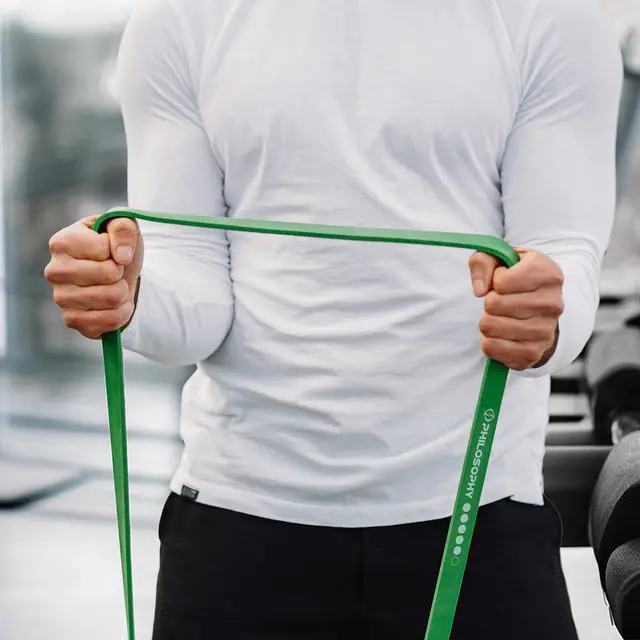 Alt view image 6 of 6 - Philosophy Gym Pull Up Assist Band - 1/4" (5-15 lbs), Yellow - Resistance Power Loop Exercise Band