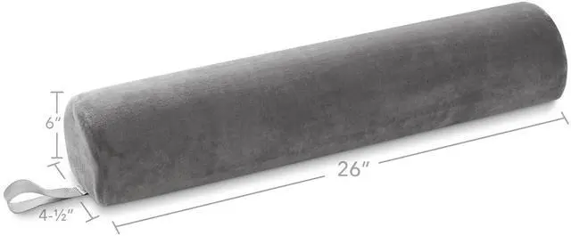 Alt view image 2 of 6 - Saloniture 3/4 Round Massage Table Bolster Pillow Pad - 26 x 6 x 4-1/2 Inch - Gray Velour