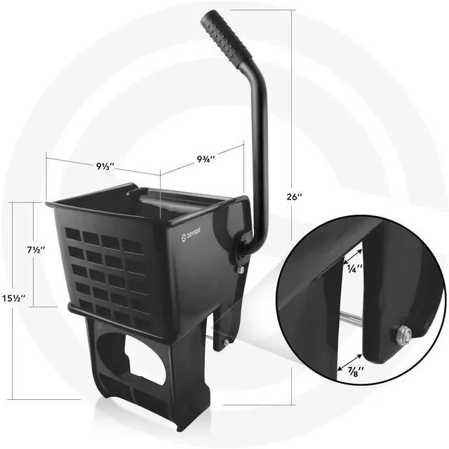 Alt view image 6 of 6 - Dryser Side Press Wringer Replacement for Commercial Mop Bucket, 26 and 33 qt - Black