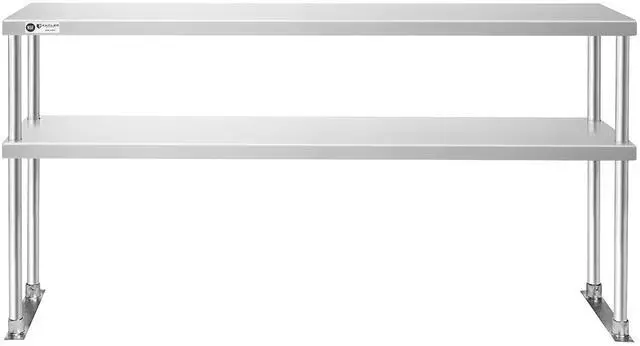 Alt view image 3 of 6 - KUTLER Stainless Steel Double Overshelf 48" x 12", NSF Commercial 2-Tier Shelf for Prep and Work Tables for Restaurant, Kitchen, Workshop