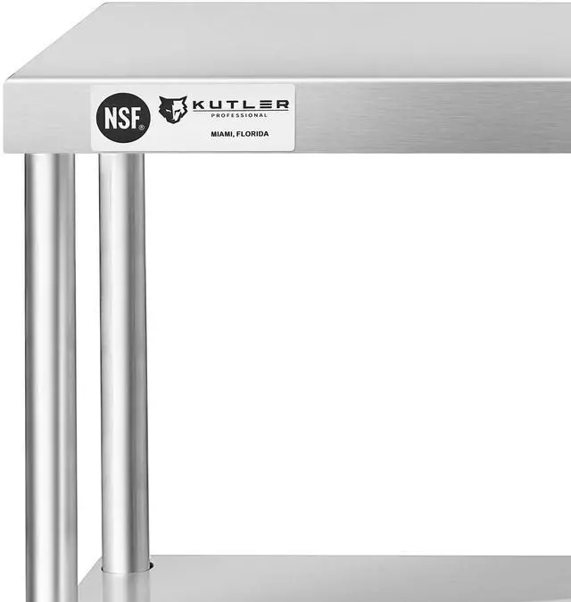 Alt view image 5 of 6 - KUTLER Stainless Steel Double Overshelf 48" x 12", NSF Commercial 2-Tier Shelf for Prep and Work Tables for Restaurant, Kitchen, Workshop