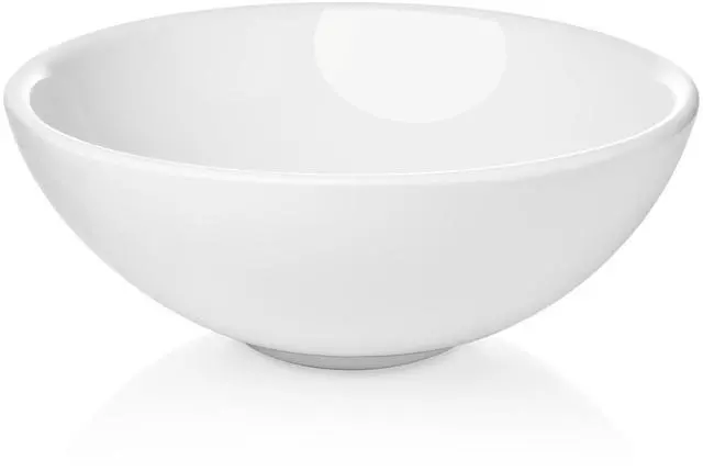 Main image of Miligoré 16" Round White Ceramic Vessel Sink - Modern Above Counter Bathroom Vanity Bowl