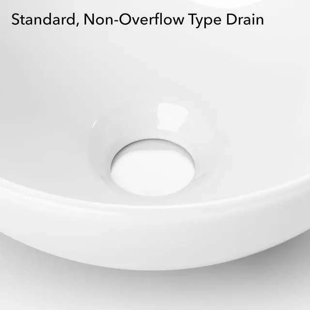 Alt view image 5 of 6 - Miligoré 16" Round White Ceramic Vessel Sink - Modern Above Counter Bathroom Vanity Bowl