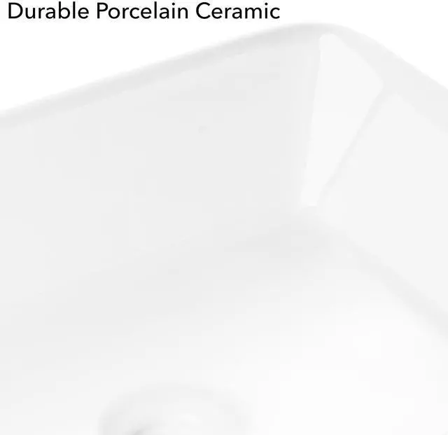 Alt view image 5 of 7 - Miligoré 19" x 15" Rectangular White Ceramic Vessel Sink - Modern Above Counter Bathroom Vanity Bowl