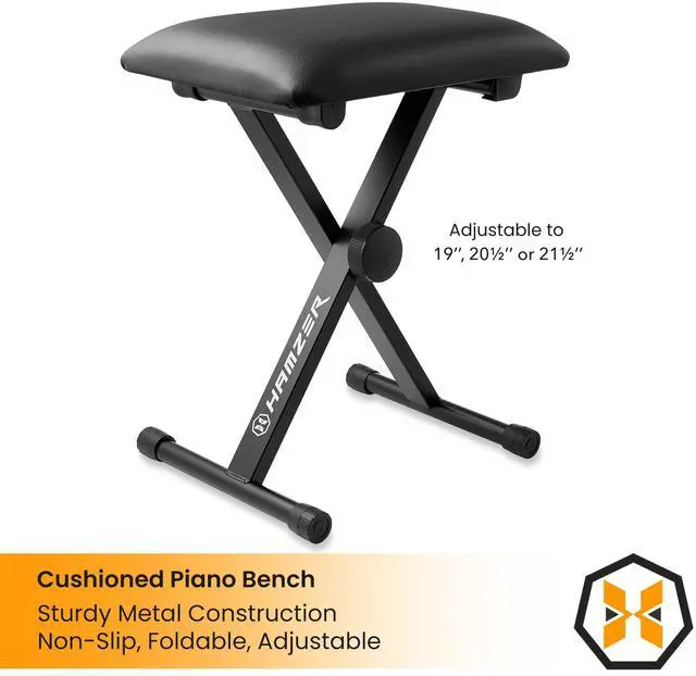 Alt view image 5 of 7 - Hamzer 61-Key Electronic Keyboard Portable Digital Music Piano with H-Stand, Stool, Headphones, Microphone, & Sticker Set