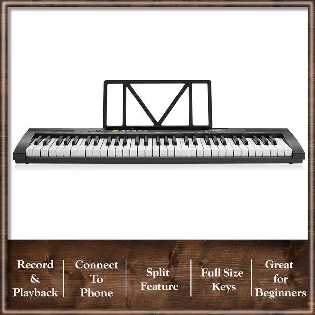 Alt view image 4 of 6 - Ashthorpe 61-Key Digital Electronic Keyboard Piano for Beginners, Includes Headphones, Mic and Keynote Stickers