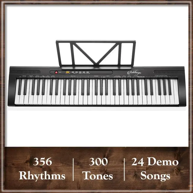 Alt view image 3 of 6 - Ashthorpe 61-Key Digital Electronic Keyboard Piano for Beginners, Includes Headphones, Mic and Keynote Stickers