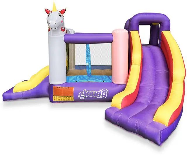 Alt view image 3 of 6 - Cloud 9 Inflatable Unicorn Bounce House with Blower, Bouncer for Kids with Two Slides and Large Jumping Area