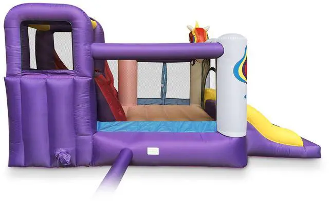 Alt view image 4 of 6 - Cloud 9 Inflatable Unicorn Bounce House with Blower, Bouncer for Kids with Two Slides and Large Jumping Area