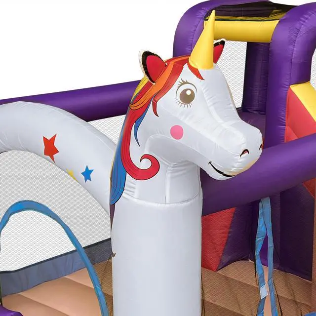 Alt view image 5 of 6 - Cloud 9 Inflatable Unicorn Bounce House with Blower, Bouncer for Kids with Two Slides and Large Jumping Area