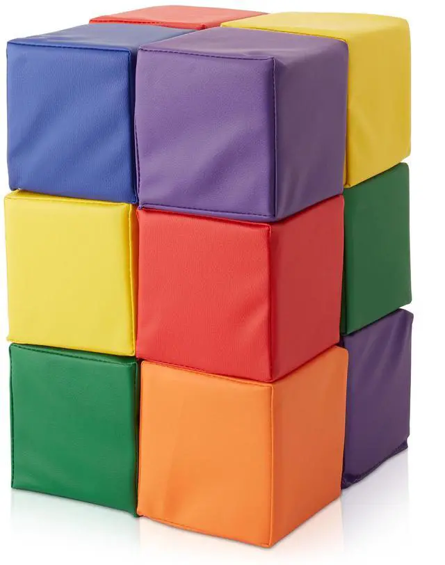 Alt view image 2 of 6 - Casafield Toddler Foam Building Blocks (12-Piece Set), 5.5" x 5.5" Soft Play Colorful Kids Stacking Cubes for Daycare, Nursery, Preschool