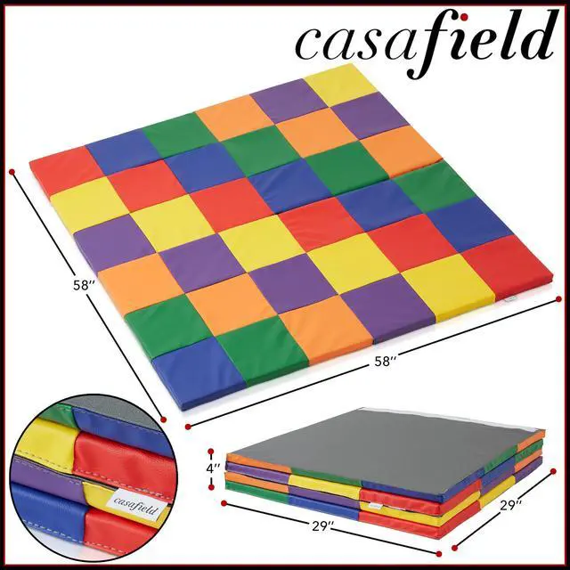 Alt view image 4 of 6 - Casafield Play Mat, 58" x 58" Foldable Kids Activity Floor Mat for Infants and Toddlers, Large Padded Playmat, Assorted Colors