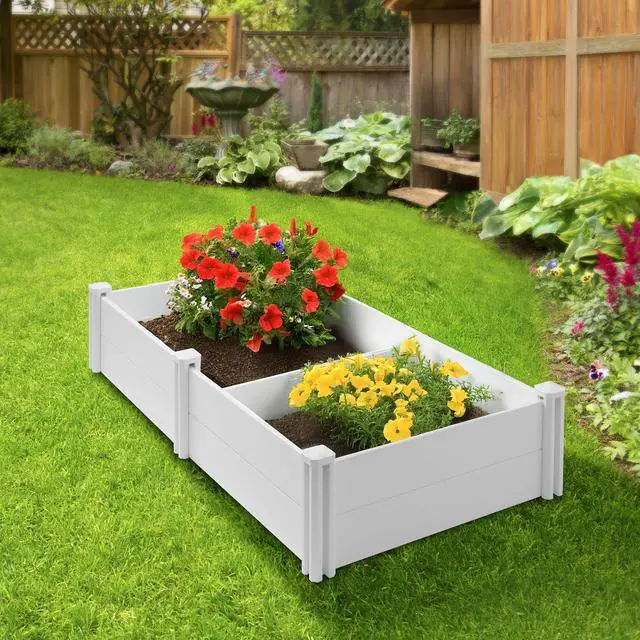 Alt view image 5 of 6 - Casafield 3' x 6' x 12" White Vinyl Raised Garden Bed, Outdoor Above Ground Planter Box for Flowers, Vegetables, and Gardening