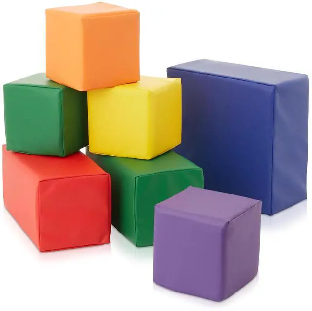 Main image of Casafield Large Toddler Foam Building Blocks (7-Piece Set), Soft Play Kids Stacking Cubes, Assorted Colors and Sizes for Daycare, Nursery, Preschool