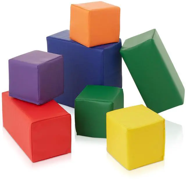 Alt view image 3 of 6 - Casafield Large Toddler Foam Building Blocks (7-Piece Set), Soft Play Kids Stacking Cubes, Assorted Colors and Sizes for Daycare, Nursery, Preschool