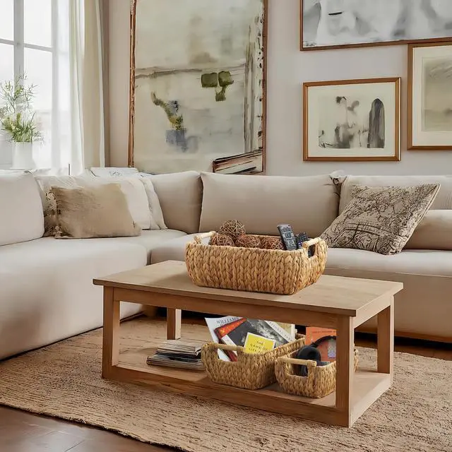 Alt view image 3 of 6 - Casafield Set of 3 Water Hyacinth Oval Storage Baskets with Wooden Handles - Small, Medium, Large - Woven Nesting Basket Organizers