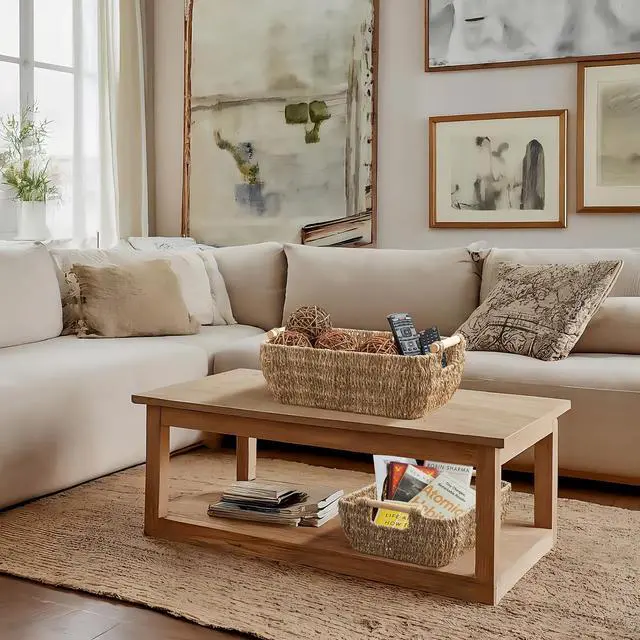 Alt view image 3 of 6 - Casafield Set of 2 Seagrass Oval Storage Baskets with Wooden Handles - Large, Woven Bin Organizers