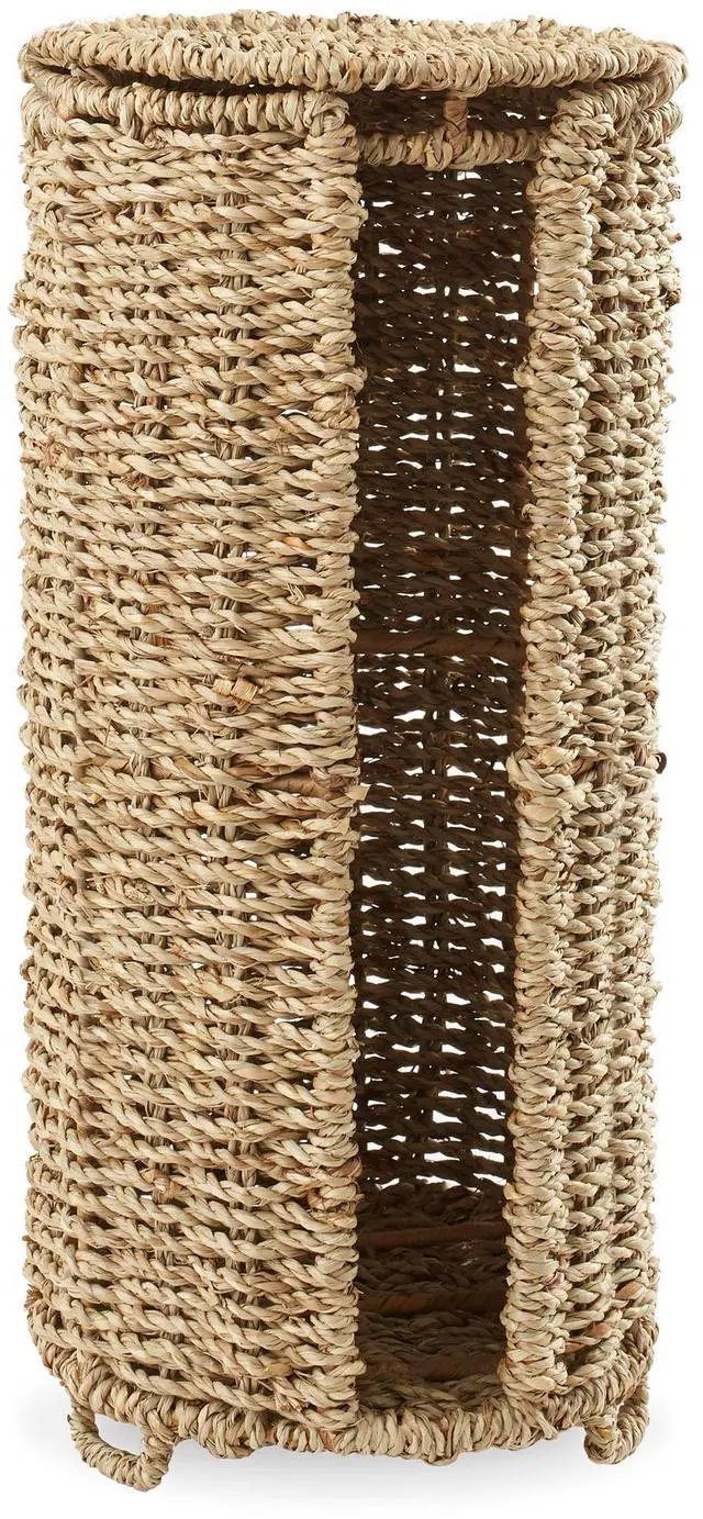 Alt view image 4 of 6 - Casafield Free Standing Toilet Paper Storage Roll Holder with Lid - Natural, Fits 3 Rolls, Seagrass Bath Tissue Organizer for Bathroom