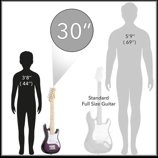 Alt view image 2 of 6 - Ashthorpe 30-inch Beginner Electric Guitar Kit with Amplifier (Purple), Basic Starter Package w/ Gig Bag, Strings, Strap, Picks
