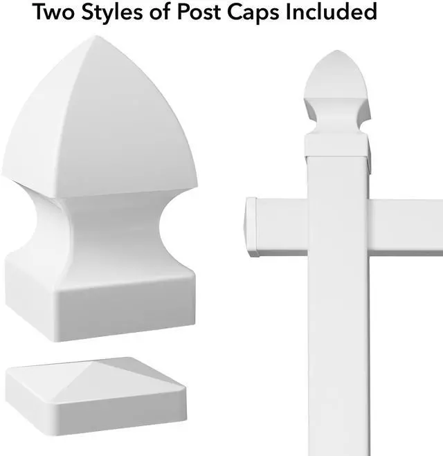 Alt view image 5 of 6 - Casafield  72" x 47"  Real Estate Sign Post for Open House and Yard Sale Signs with Flat Cap and Gothic Cap Options - Vinyl PVC - White - 2 Pack