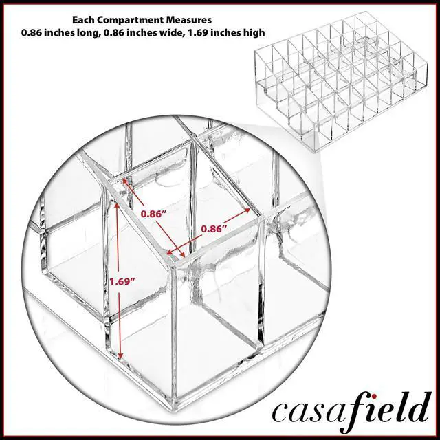 Alt view image 4 of 6 - Casafield 40 Slot Acrylic Lipstick & Makeup Organizer - Cosmetic Display Case - Clear