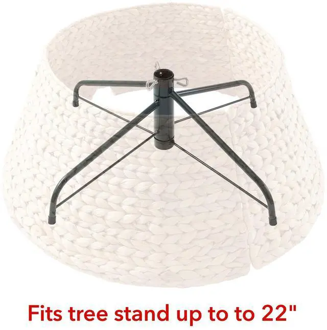 Alt view image 3 of 6 - Casafield 24-Inch Christmas Tree Collar, Woven Water Hyacinth Tree Base Cover with Cord Cut Out, Natural