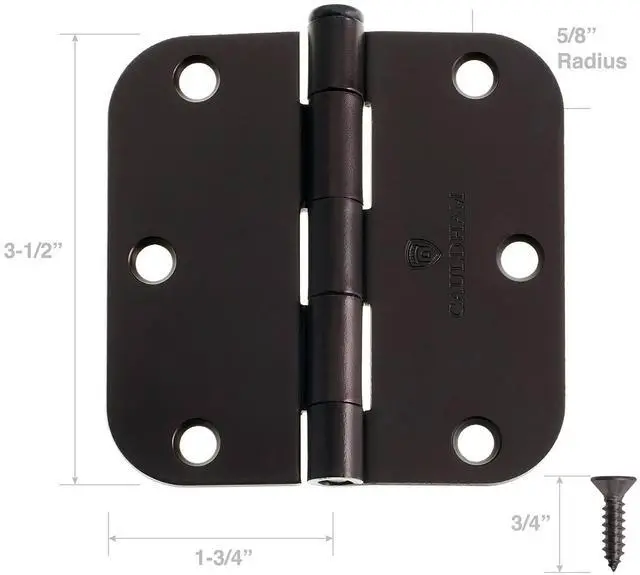 Alt view image 4 of 6 - Cauldham (24 Pack) Heavy-Duty 3-1/2" Interior Door Hinges with 5/8" Radius Corners - Oil Rubbed Bronze