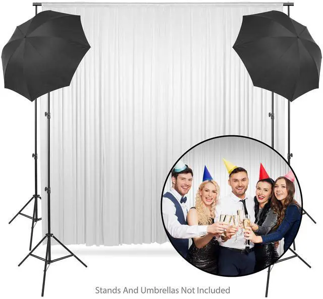 Alt view image 4 of 6 - Lann's Linens (Set of 2) Photography Backdrop Curtains, White - 5ft x 10ft Tall Split Background for Wedding, Party or Photo Booth