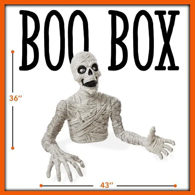 Alt view image 6 of 6 - BOO BOX 36"  Groundbreaking Mummy - Scary Outdoor Halloween Decorations for Porch or Yard