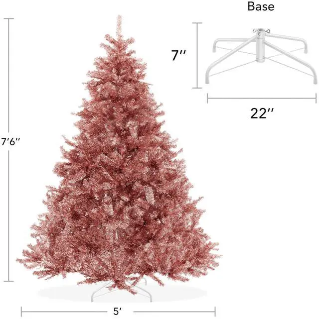 Alt view image 5 of 6 - Casafield 7.5FT Rose Gold Tinsel Artificial Holiday Christmas Tree with Sturdy Metal Stand