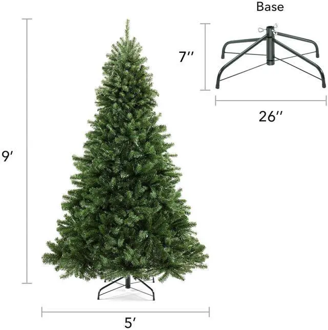 Alt view image 6 of 6 - Casafield 9FT Realistic Green Spruce Unlit Artificial Holiday Christmas Tree with Sturdy Metal Stand