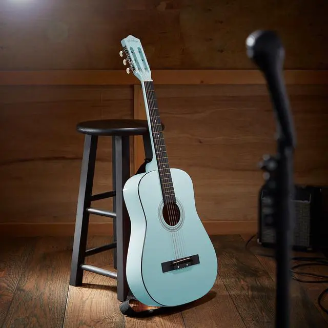 Alt view image 5 of 6 - Ashthorpe 38-inch Beginner Acoustic Guitar Package (Light Blue), Basic Starter Kit w/ Gig Bag, Strings, Strap, Tuner, Pitch Pipe, Picks