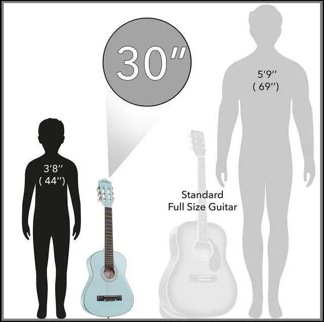 Alt view image 4 of 6 - Ashthorpe 30-inch Beginner Acoustic Guitar Package (Light Blue), Basic Starter Kit w/ Gig Bag, Strings, Strap, Tuner, Picks