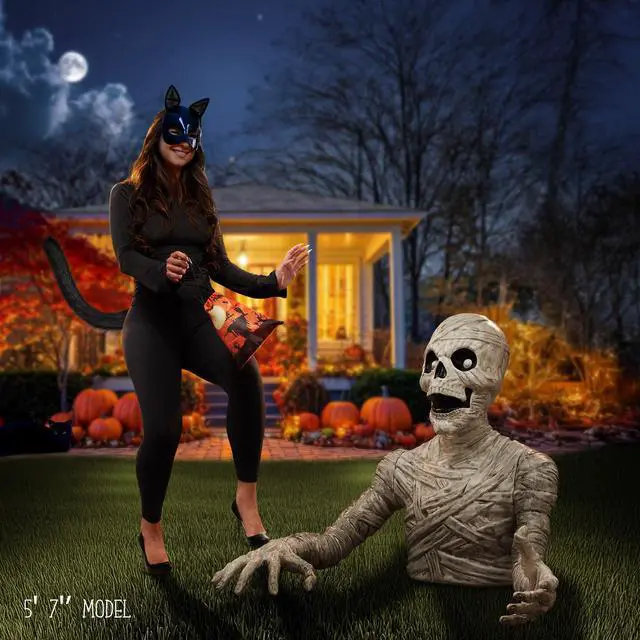 Alt view image 2 of 6 - BOO BOX 36"  Groundbreaking Mummy - Scary Outdoor Halloween Decorations for Porch or Yard