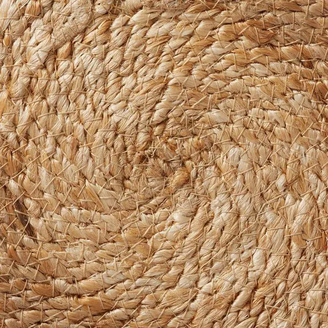 Alt view image 6 of 6 - Handcrafted Braided Jute Pouf Ottoman, 14" Round x 16" High Footrest, Natural Boho Home Decor, Woven Accent Footstool for Living Room or Bedroom