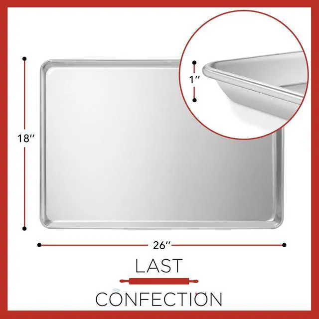 Alt view image 2 of 6 - Last Confection 18" x 26" Commercial Grade Baking Sheet Pans, 12 Pack - Aluminum Full-Size Rimmed Cookie Sheet Trays
