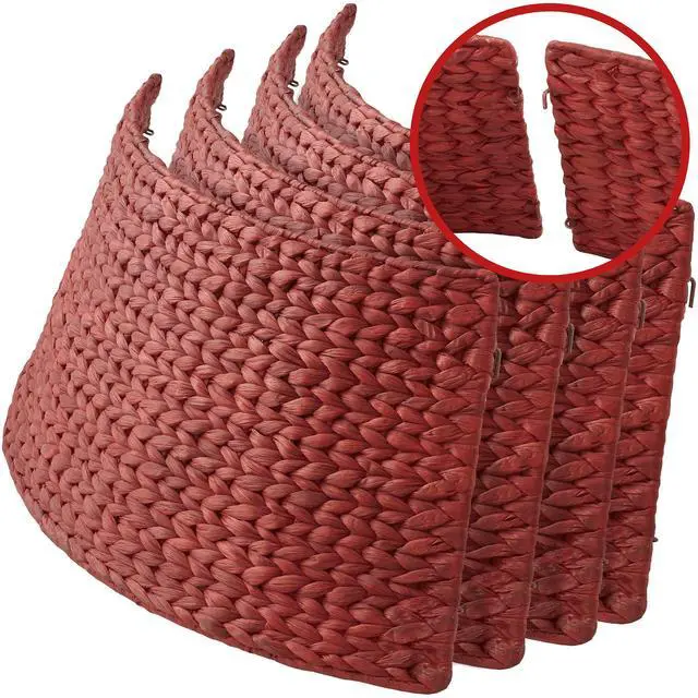Alt view image 5 of 6 - Casafield 42-Inch Christmas Tree Collar, Woven Water Hyacinth Tree Base Cover with Cord Cut Out, Red
