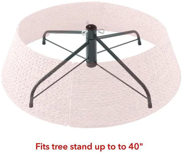 Alt view image 3 of 6 - Casafield 42-Inch Christmas Tree Collar, Woven Water Hyacinth Tree Base Cover with Cord Cut Out, Pink